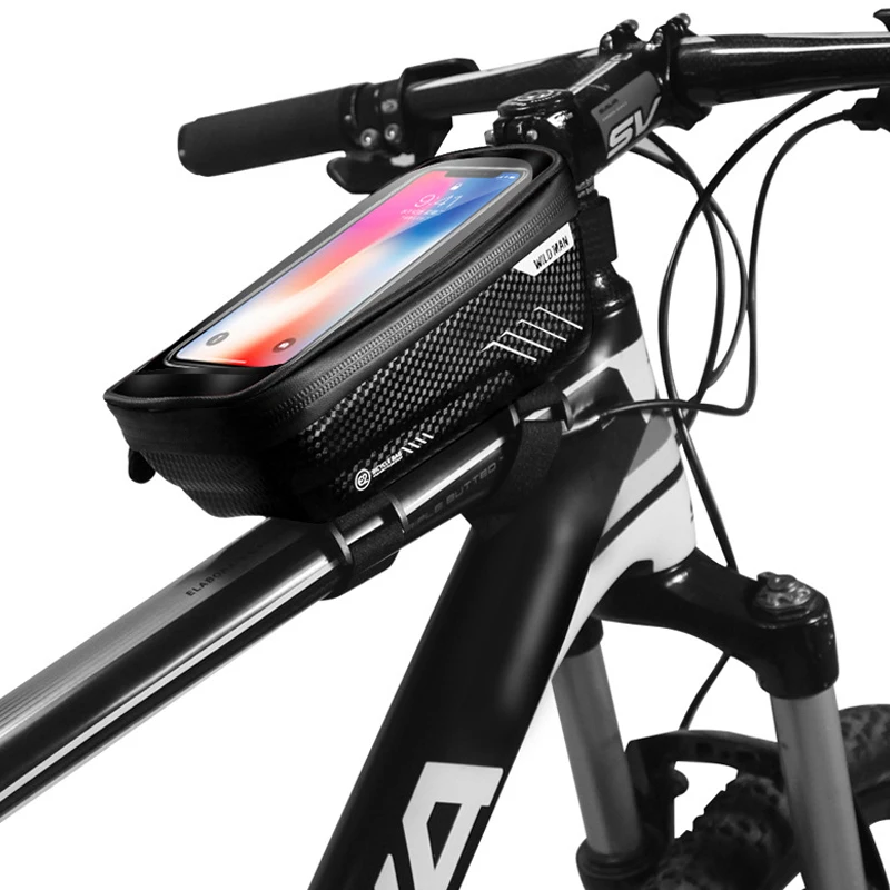 

WILD MAN Bicycle Bag Waterproof Press Screen Mobile Phone Bag Cycling Front Top Tube Frame Bag Cellphone Bag Bike Accessory