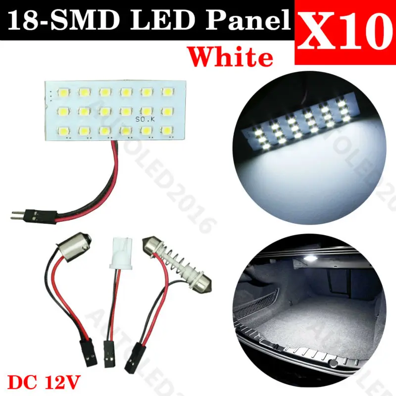 T10 W5W Festoon BA9S Adapter LED 18 Chips 1210 3528 SMD LED Bulb Car