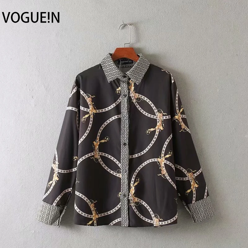 

New Womens Retro White/Black Floral Print Ethnic Long Sleeve Top Blouse Shirt