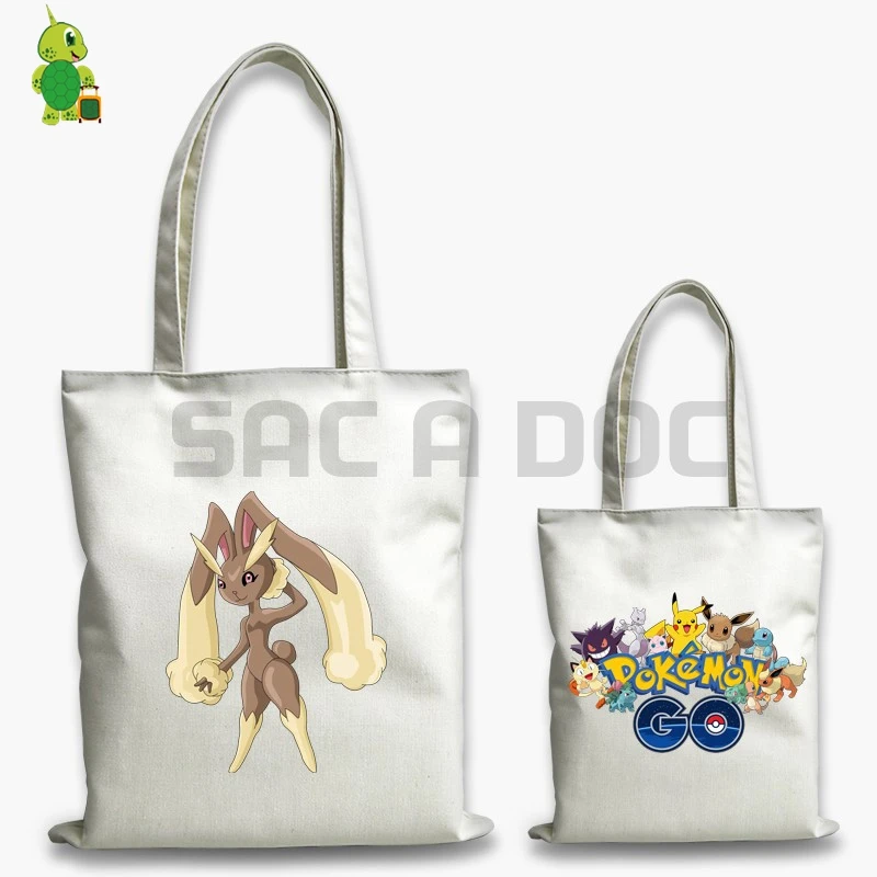 

Pokemon Lopunny Double Side Handbag Shoulder Bags Large Capacity Beach Bag for Teenage Girls Boys Tote Shopping Handbags