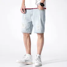 5XL рваные джинсовые мужские короткие джинсы Марка Летняя мода Повседневное Проблемные отверстий классический расслабленным нужным джинсовые шорты с карманами Джинсы Для мужчин