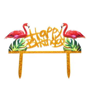 

1PC Cake Topper Acrylic Kawaii Flamingos Beautiful Supplies Cake Insert Card for Anniversary Party Decoration Birthday