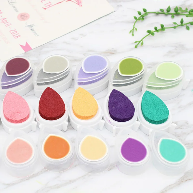 

DIY Scrapbooking Kids Favors Mini Water Droplets Inkpad Ink Stamp Pads Drop Shape Colorful Ink Pad Gift for Children