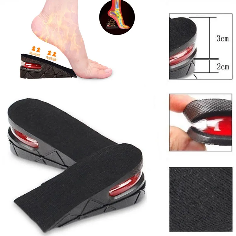 

2 Layer Stealth Adjustable 5cm Up Air Cushion Heel Insert Increase Height Lift Men Shoe Insole height increase Heel Insole