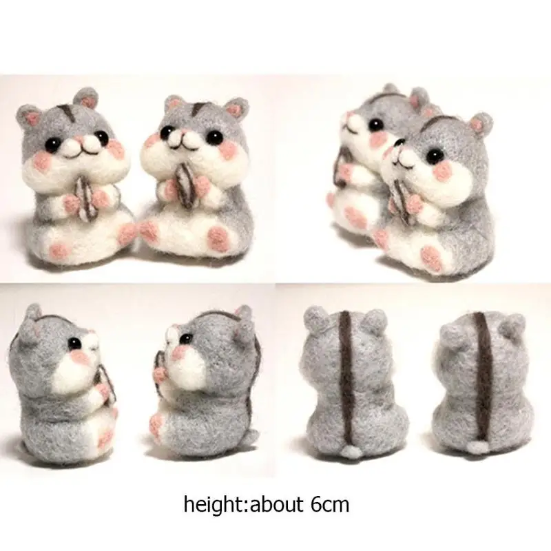

DIY Handmade Non Finished Wool Felt Handmade Set DIY Hamster for Needle Material Bag Pokes Hamster Models Funny Toy