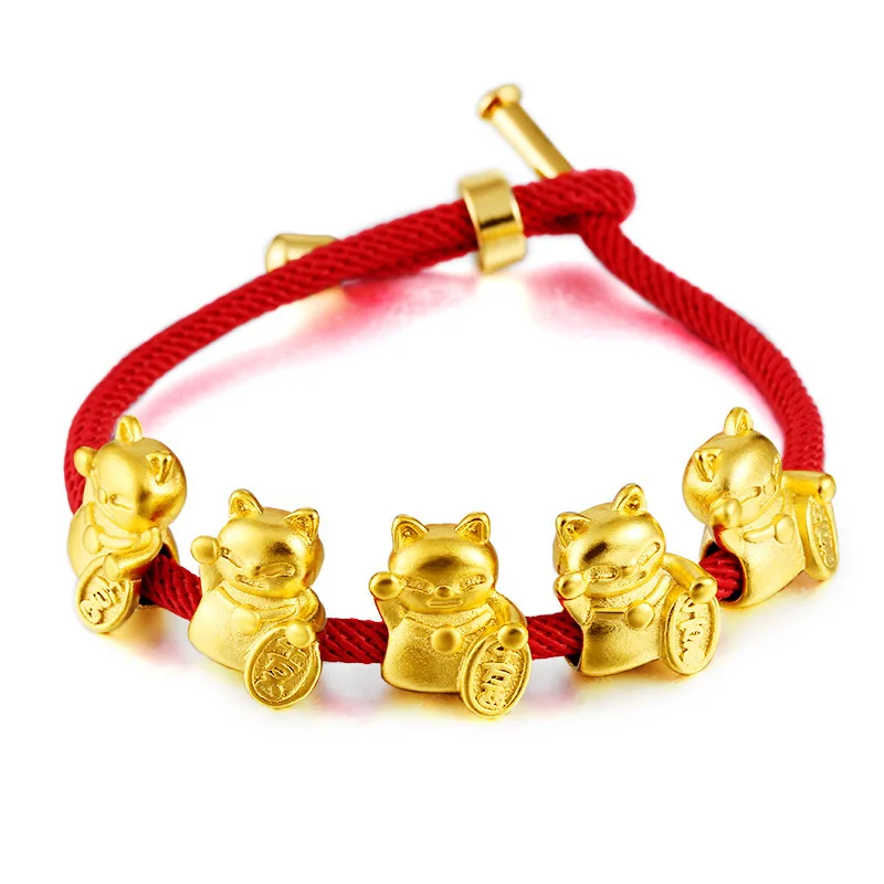 

No Fade Vietnam Alluvial Gold Beads for Bracelets Making Concise Fashion Lucky Cat DIY Jewelry Fittings