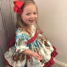 Рождественский Дети для маленьких девочек Xmas расклешенные вечерние Санта свободное платье одежда