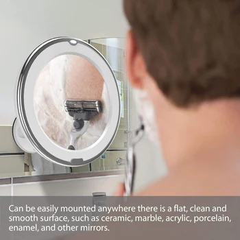 

10X Magnifying Lighted Vanity Makeup Mirror With Natural White Led, 360 Degree Swivel Rotation And Locking Suction