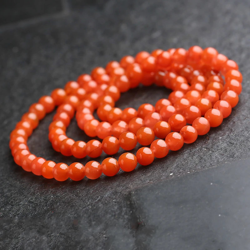 

Natural Stone Bracelet South Red Hand String Hotpink Cherry Red Bracelet For Woman And Men 108 Beads Friendship Luxury Brand