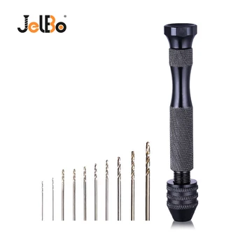 

JelBo 1PC 91.5MM Hand Drill + 10PCS 0.5/0.6/0.7/0.8/0.9/1/1.2/1.5/1.8/2MM Mini Twist Drill Bits Set Metal Wood Drilling Tools