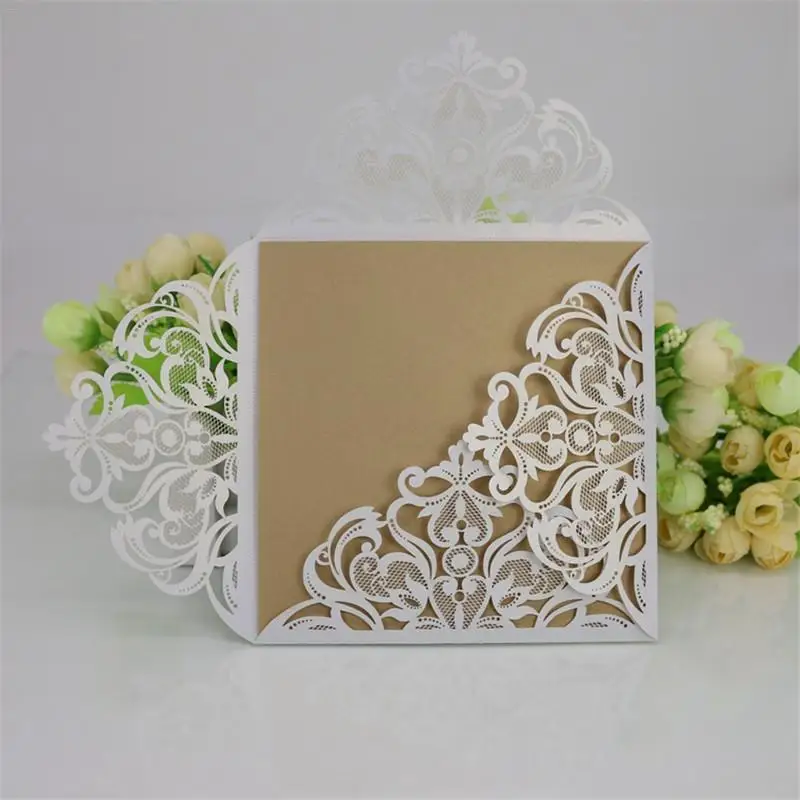 10pcs Hollow Out Wedding Invitation Cards Wedding Birthday Shower Party Paper Cards Greeting Card - 32970021303