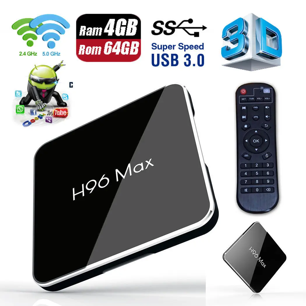 H96 Max X2 Android 8,1 ТВ Box Amlogic S905x2 4 ядра 4 + 64G USB3.0 Media Player