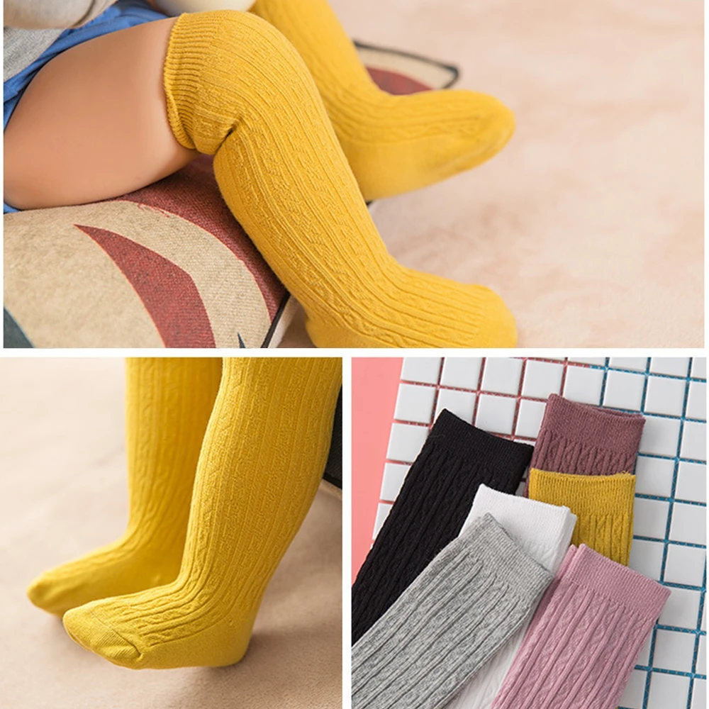 Fun Color Cute Baby Knee Socks Newborn Infant Baby Cotton Knee High