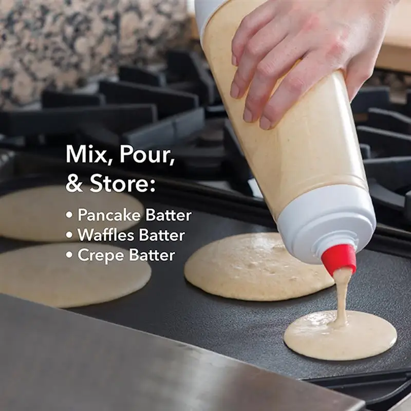 Batter Dispenser Creative Manual Batter Mixer Baking Tool with Measuring Label Mixer Bottle Cupcake Pancake Crepe