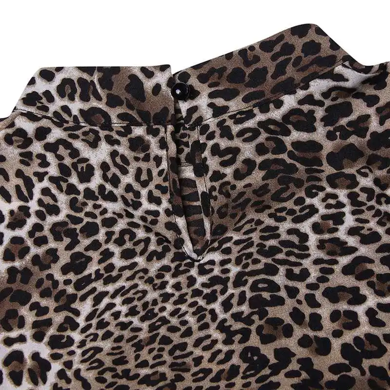 VONDA 2019 Women Summer Long Shirt Blouses Sexy Long Sleeve Casual Leopard Print Blouse Office Asym