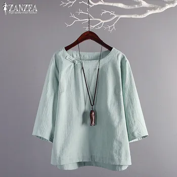 

Enthic Frogs Button Women's Blouse ZANZEA 2020 Plus Size Tunic Tops Female Shirts Chemise Casual Woman Summer Blusas Kaftans 5XL