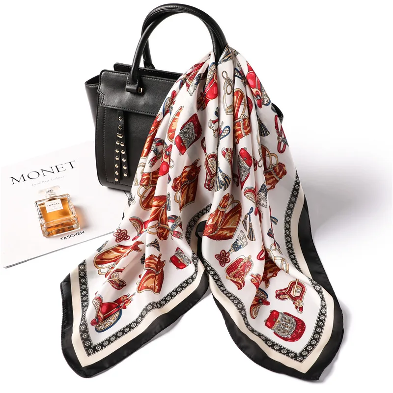 2019 New Women's Silk Scarf Square Headscarf Soft Shawls Wraps Fashion Print Small Office Scarf Hair Scarf Hijab Foulard Bandana
