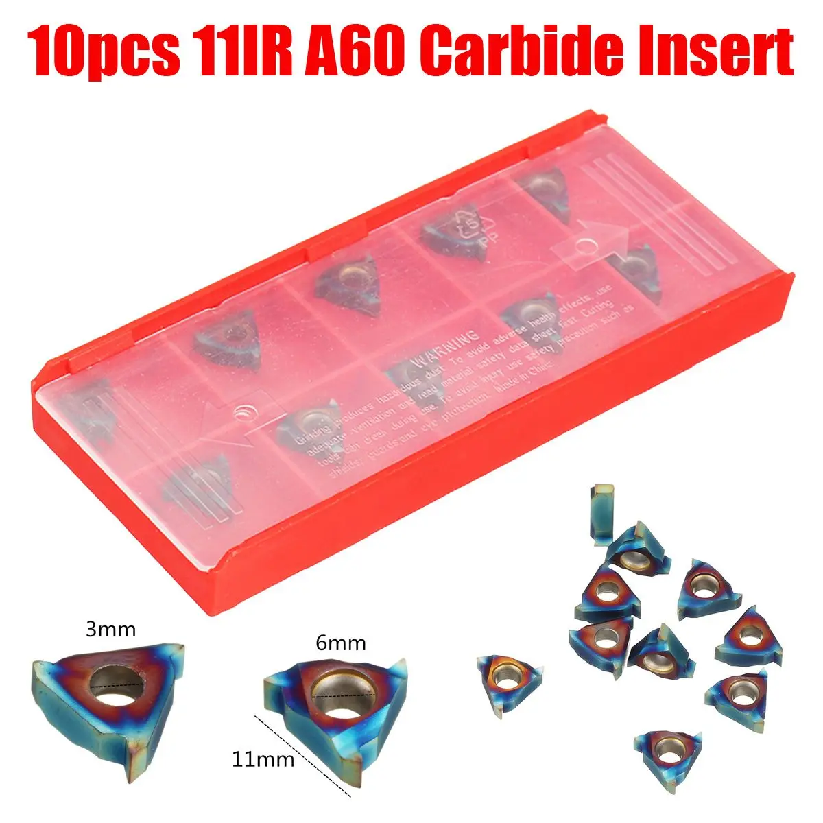 

10pcs/Set Blue-Nano 11IR A60 Carbide Inserts Internal Threading Blade Lathes Turning hreading Turning Tool Holder Boring