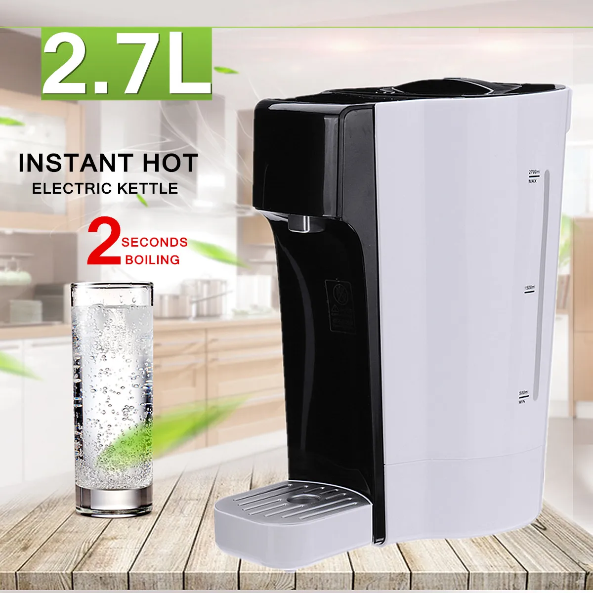 

Instant Hot Electric Kettle 2200W 2.7L Tea Coffee Maker Water Boiling Dispenser Machine Home Desktop Office Food Grade Screen