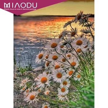 

Miaodu Full Drill Square Diamond Painting Flower Picture Of Rhinestone 5D Diamond Embroidery Seaside Diamond Mosaic Decoration