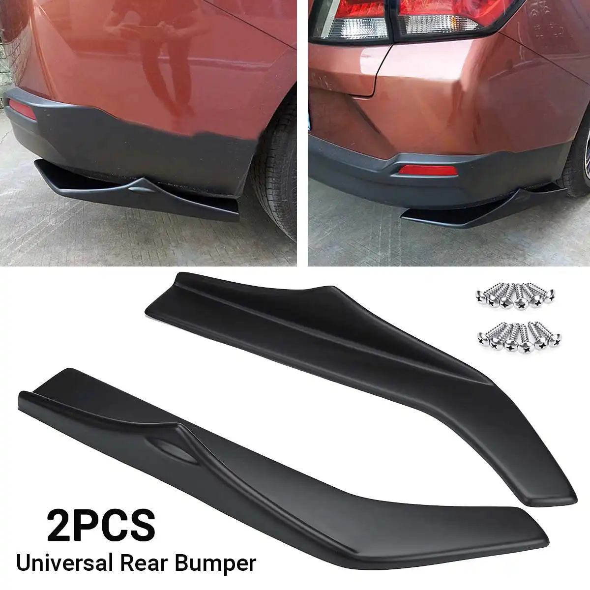 

2pcs Universal Car Rear Left&Right Bump Lip Wrap Splitters Side Skirt Extensions Protection Cover