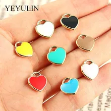 10 Chiếc Trắng Vàng Tình Yêu Đầy Màu Sắc Mặt Dây Chuyền Hợp Kim Tráng Men Vòng Tay Quyến Rũ Cho Vòng Tay Hạt Tòn Ten Vòng Cổ Trang Sức Thời Trang Những Phát Hiện(China)