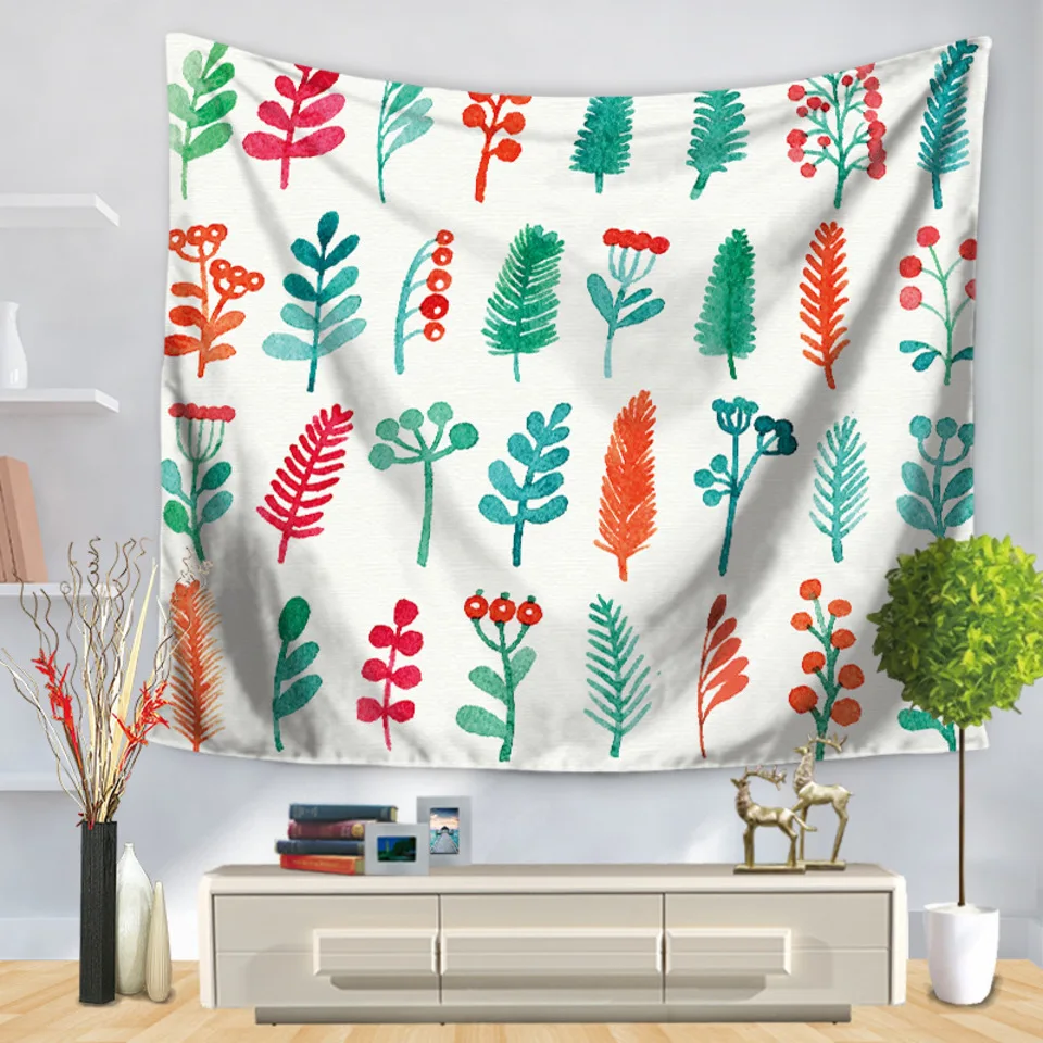 Bohemian Small Green Leaf Gt1175 Tapestry Mat Blanket Wall Hanging Carpet Home Decor Tapestries Nordic Beach Throw | Дом и сад