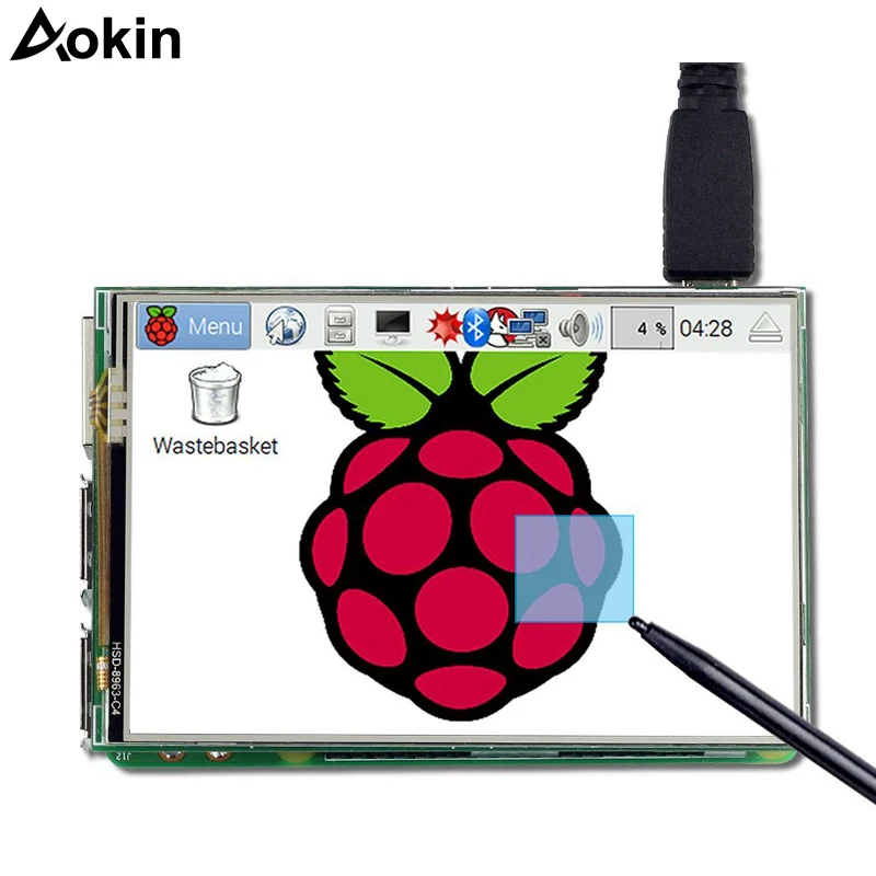 Aokin для Raspberry Pi 3/2 сенсорный экран дисплей 3,5 дюймов ЖК-дисплей для Raspberry 3 Модель B/b + с сенсорной ручкой
