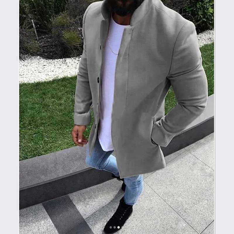 Moomphya Новое поступление, длинное стильное пальто для мужчин, однотонная ветровка, Тренч, Мужское пальто с длинным рукавом, Мужское пальто, куртка, верхняя одежда