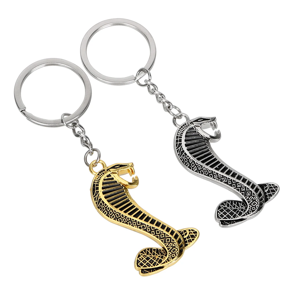 Auto Keychain Metal Cobra Snake Emblem Badge Car Keyring Key Ring Car