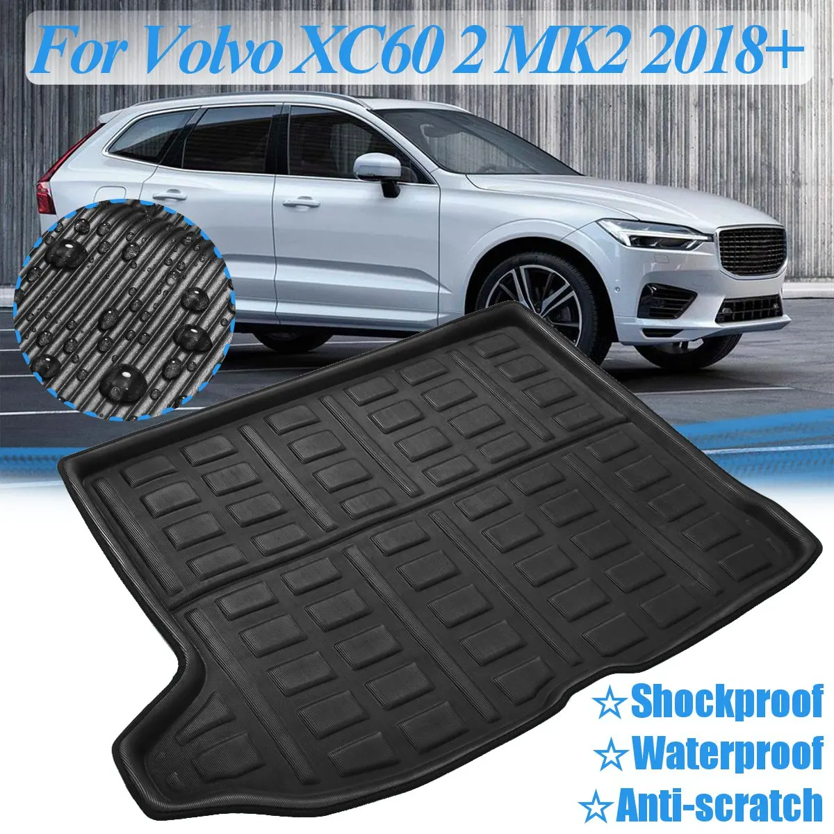 

Rear Trunk Cargo Boot Liner Tray Floor Mat Floor Sheet Carpet Mud Protector Waterproof For Volvo XC60 2 MK2 2018+ 2019
