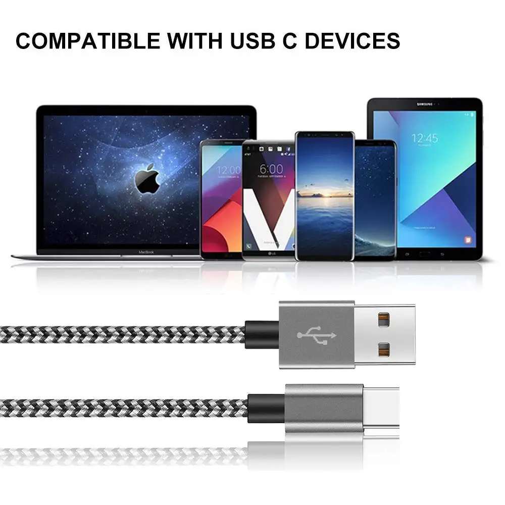 Нейлон 3A USB Type C 1 м 2 кабель для Samsung Galaxy S10 S9 Plus Xiaomi Mi 8 6 MAX 3 LG передачи данных быстрой