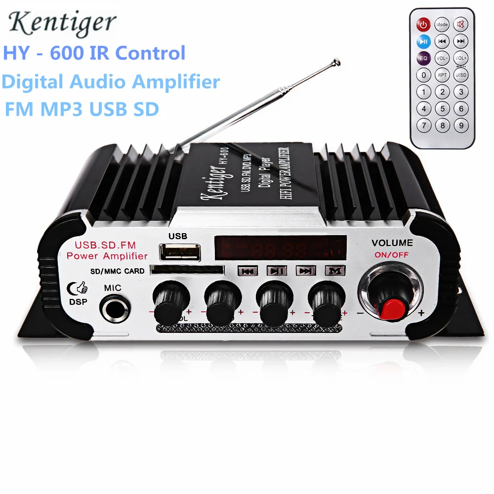 Kentiger DC 12V HY - 600 IR Control FM MP3 USB SD Playback Mini Portable Wireless Digital Audio Amplifier Two Channel Output |