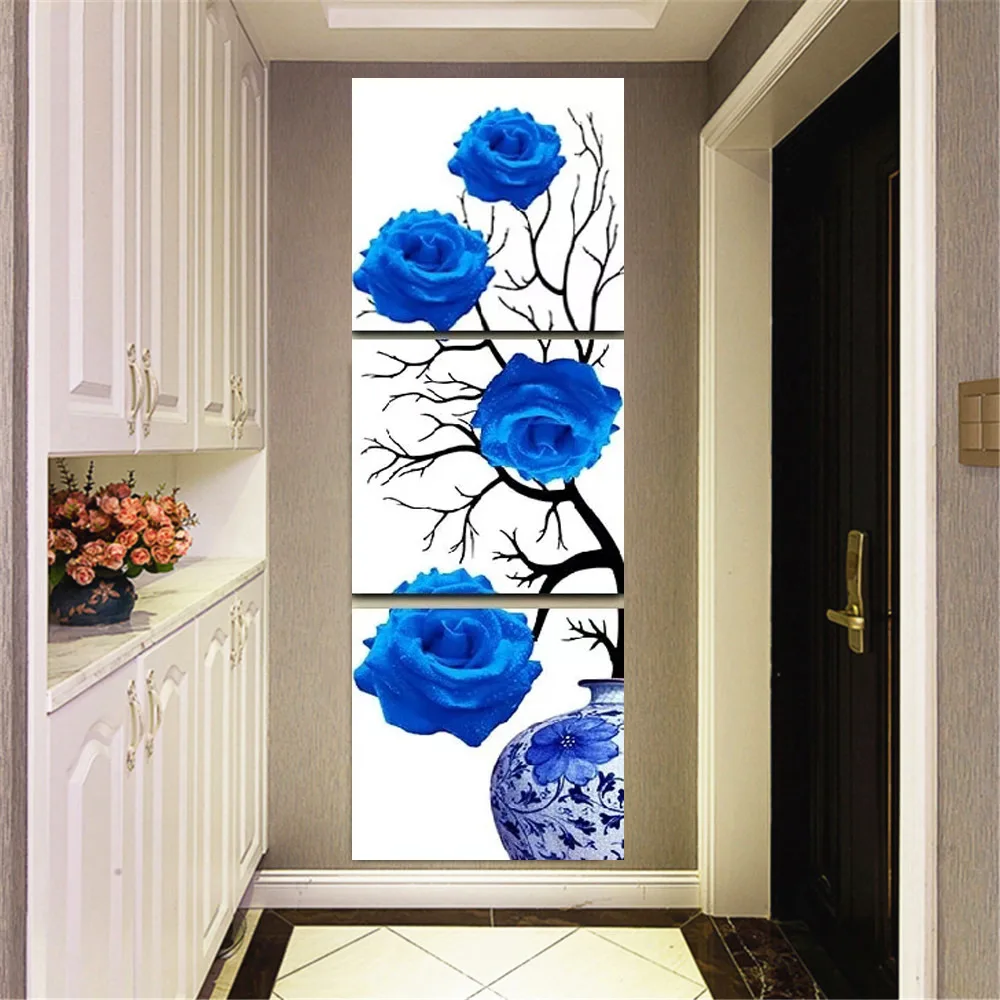 

HUACAN Full Square Diamond Painting Flower Rose Diamond Embroidery Pictures Of Rhinestone Diamond Mosaic Multi-picture 3pc/set