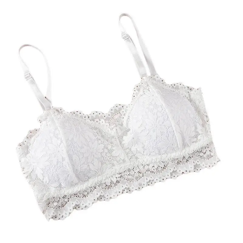 

Sexy Lace Women Tube Tops Seamless Sling Wireless Padded Detachable Breathable Bra Bottoming Adjustable Underwear Black White