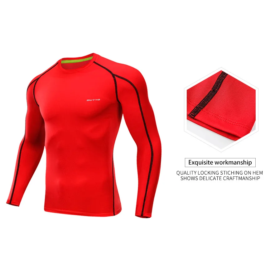 Outto Men's Cycling Base Layers Long Sleeves Compression Quick Dry Elastic Slim Jogging Training Breathable Bicycle Underwear
