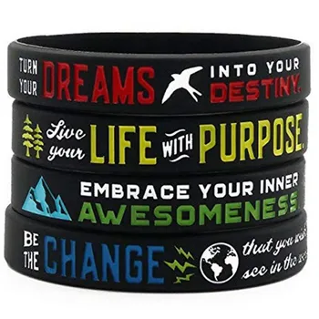 

50pcs Inspirational Be the change Dream Motivational awesomeness life with purpose silicone wristband bracelet