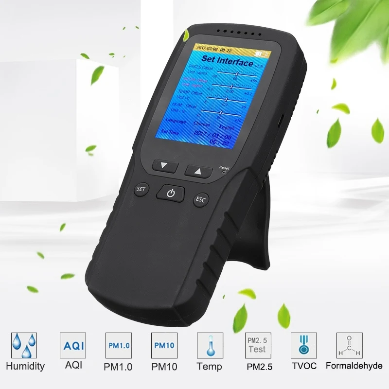 

Big Promotions LCD Digital Formaldehyde Detector Meter Formaldehyde Air Quality Tester Sensor HCHO TVOC PM2.5 Meter Air Analyzer