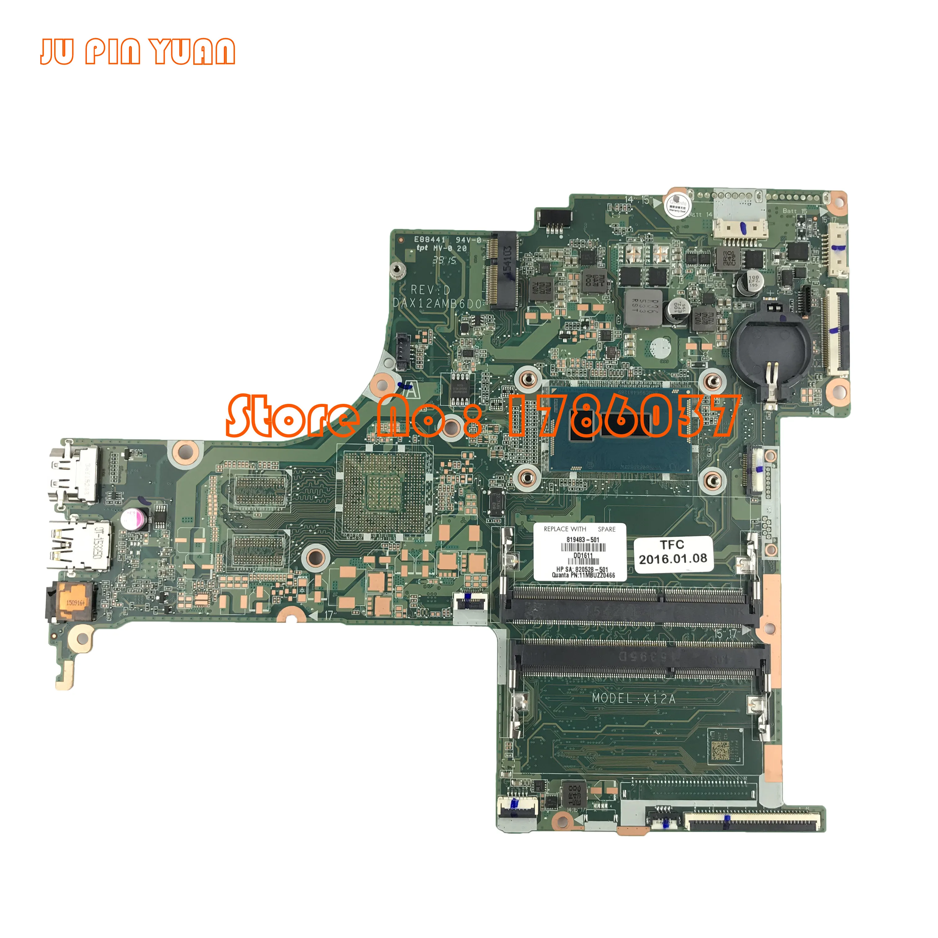 

JU PIN YUAN For HP Pavilion 17-G 17T-G 17-G077CL Laptop Motherboard 819483-501 819483-601 DAX12AMB6D0 with SR23W i7-5500U