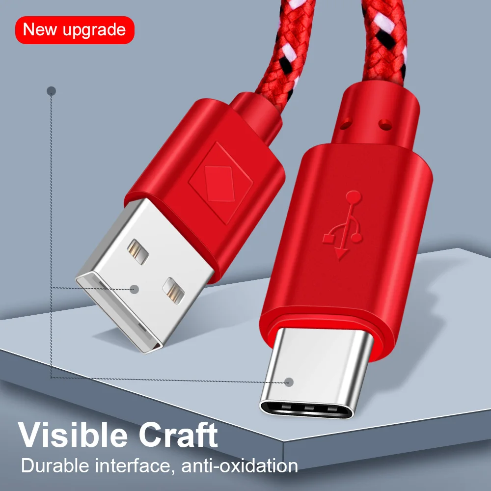 أولاف الهاتف المحمول نوع C كابل لسامسونج S9 ، سريع تهمة USB نوع-C الحبل كابل ل Xiaomi mi8 USB كابلات ل هواوي honor 10