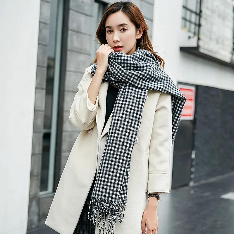 

2019 Autumn And Winter New Cashmere Scarf Women Two-sided Keep Warm Plaid Scarf Shawl Long Fashion Pashmina Foulard Scarves