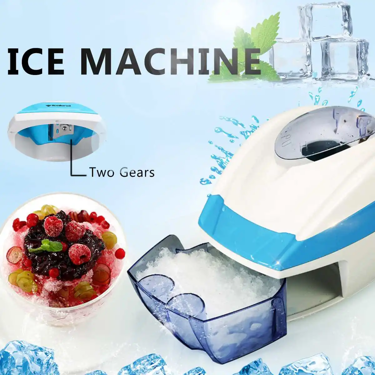 

220V Electric Ice Shaver Machine Fully Automatic Ice Shaving Crushers 800ML Household Ice Chopper Juicer Smoothies Machine