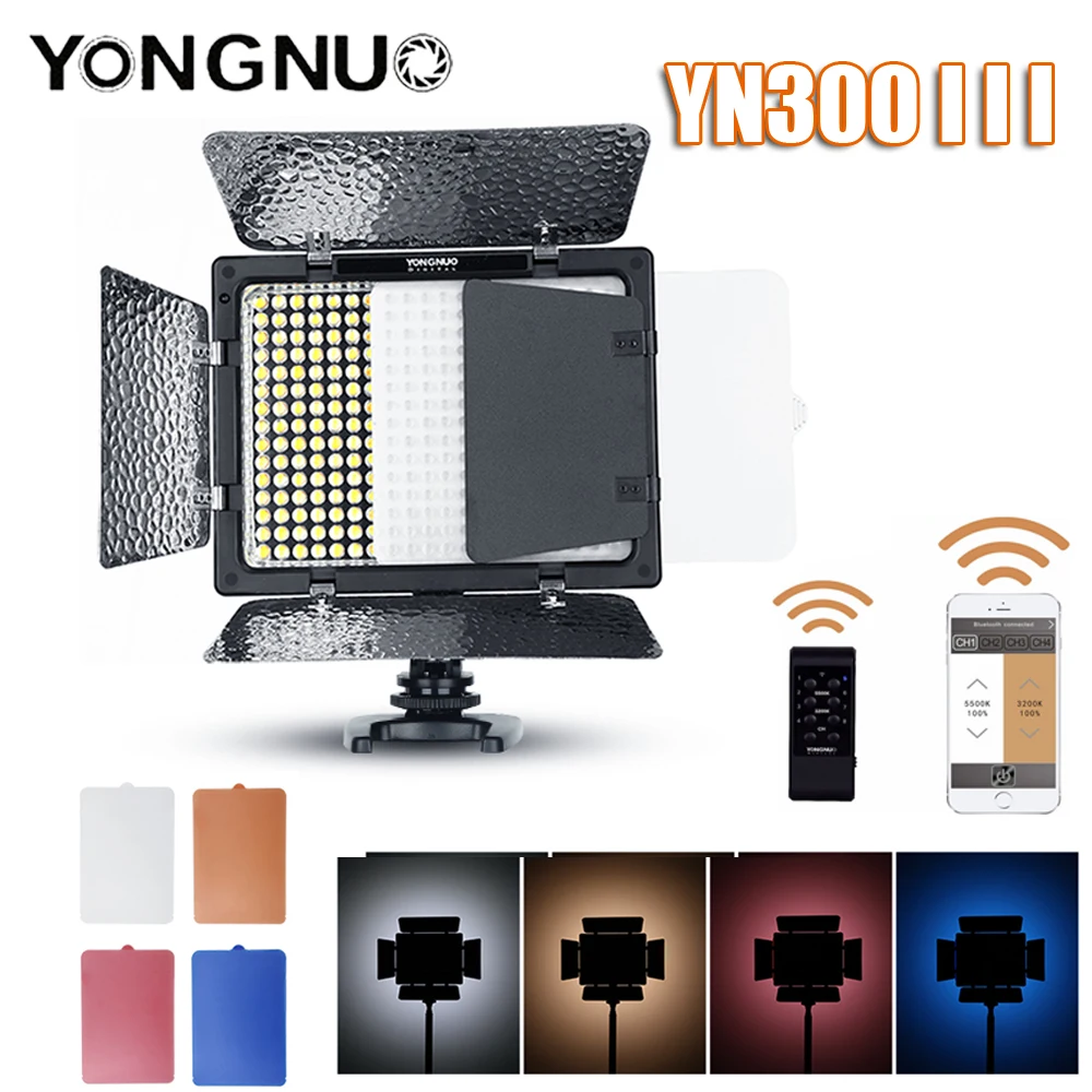 

Yongnuo YN300 III YN-300 III 3200k-5500K CRI95 Camera Photo LED Video Light Optional with Filter + Remote control + Hot shoe