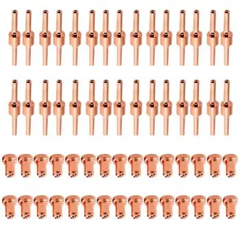

100Pcs Welding Nozzle Red Copper Extended Long Plasma Cutter Tip Electrodes Nozzles Kit Mayitr Consumable For Pt31 Lg40 40A