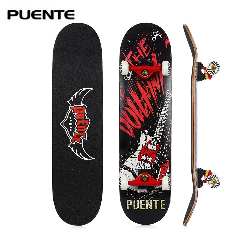 

PUENTE 608 ABEC - 9 Adult Four-wheel Skateboard Double Snubby Maple Skateboard Shock Absorption Scooter Skate Board Longboard