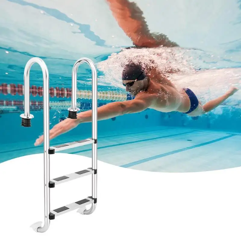 

132/157cm Height 3/4 Step Ladder In-Ground Swimming Pool Equipment No Slip Ladder