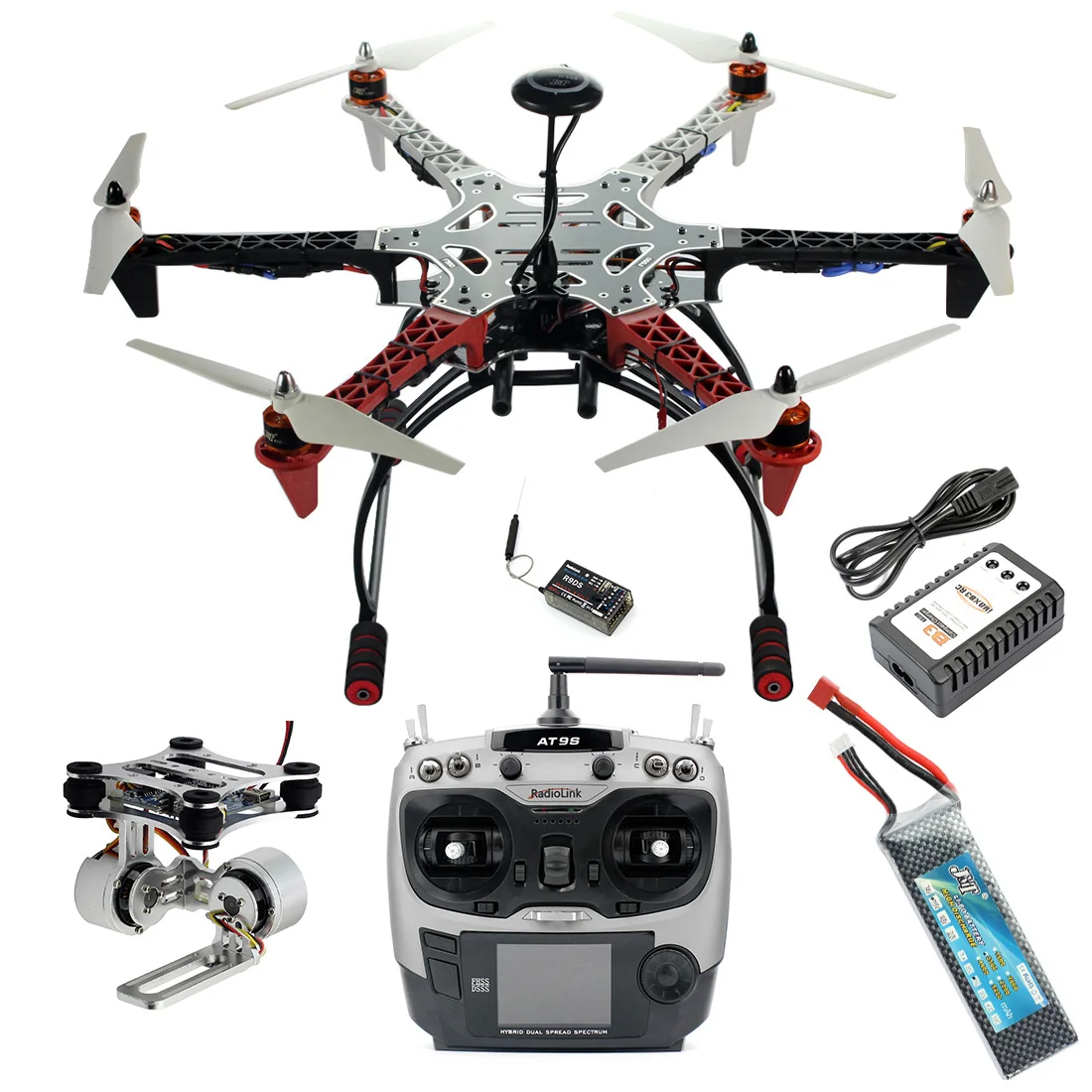 DIY RC Drone Assembled F550 6 Aix RTF Full Kit with APM 2.8 Flight Controller GPS Compass ...