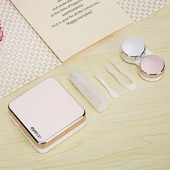

Mini Simple Container Kit Set Holder With Mirror Travel Case Box Contact Lens