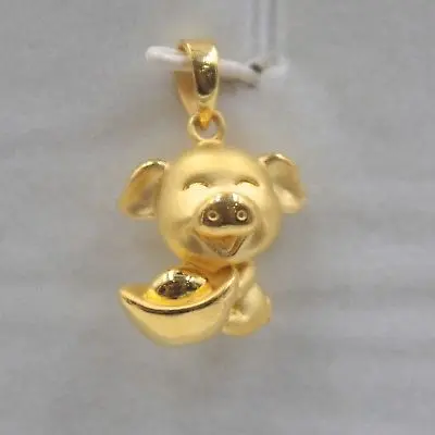 

Pure 999 24k Yellow Gold Men Women Lucky 3D Yuanbao Pig Pendant / 2.1g