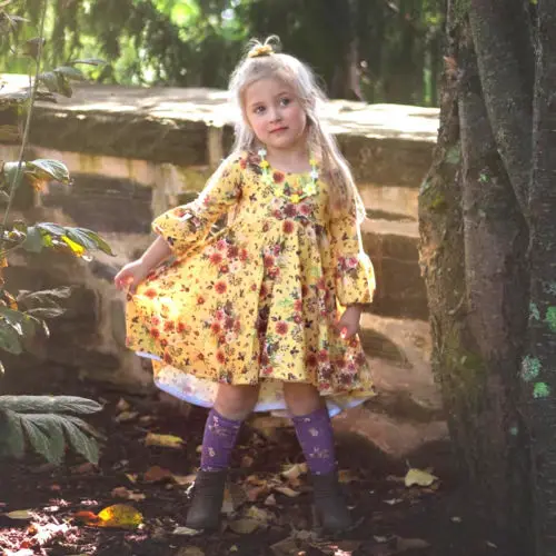 

Flowers Toddler Kids Baby Girls Dress Long Sleeve Vintage Dress Princess Party Travel Tutu Dress Girls Clothes